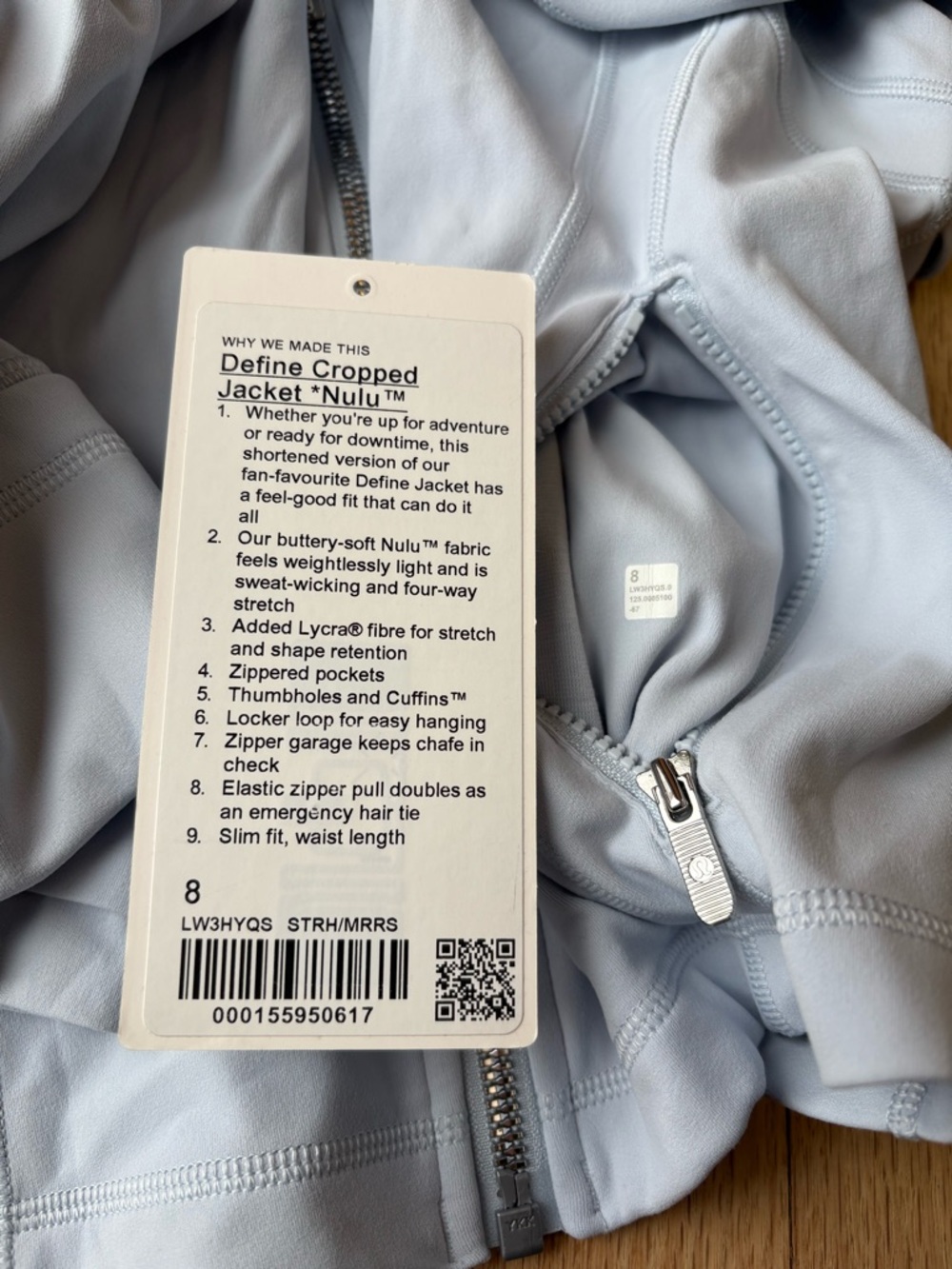 lululemon starch blue define cropped jacket nulu size 8 - Picture 2 of 12